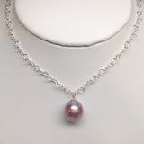 JELLY BEAN Genuine Freshwater Pearl Interlocking Heart Necklace