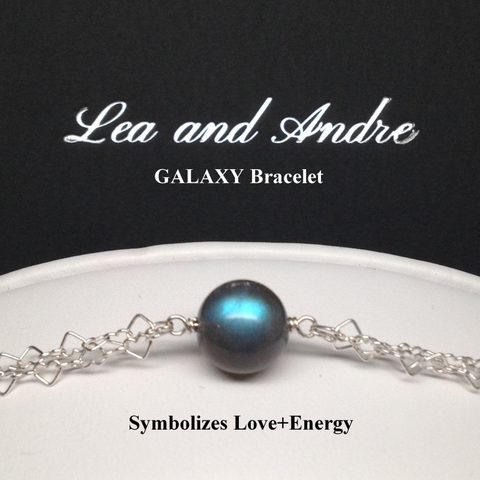 GALAXY Labradorite Double Interlocking Heart Link Bracelet